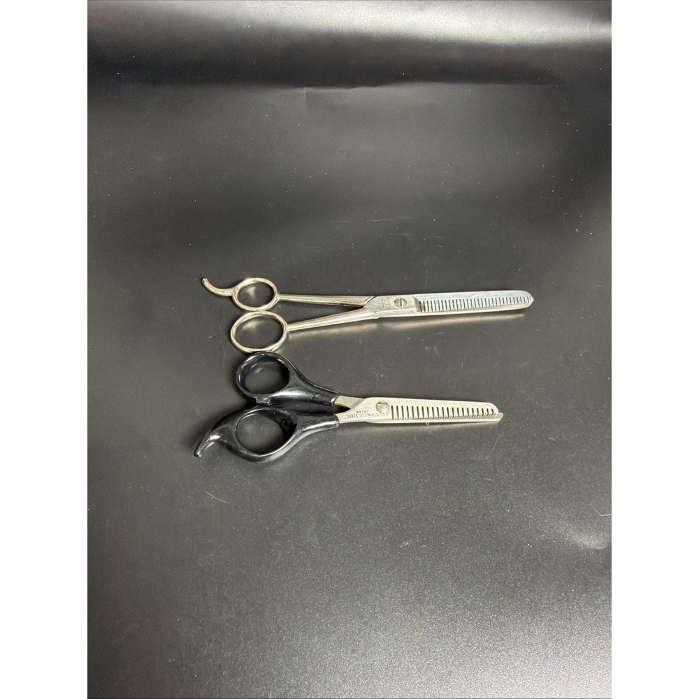 Lot Of 2 Vintage Thinning Shears Scissors Made in Italy And Japan Hofritz